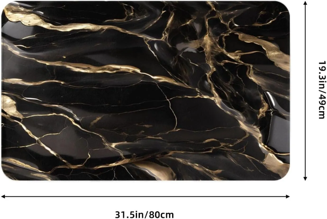 EkcoS Black Gold Marble Indoor Door Mat Floor Mat, Non Slip Front Door Mat Soft Quick Absorbent Doormats, Dust Dirt Resist Door Mats(20âœ–31.5in)