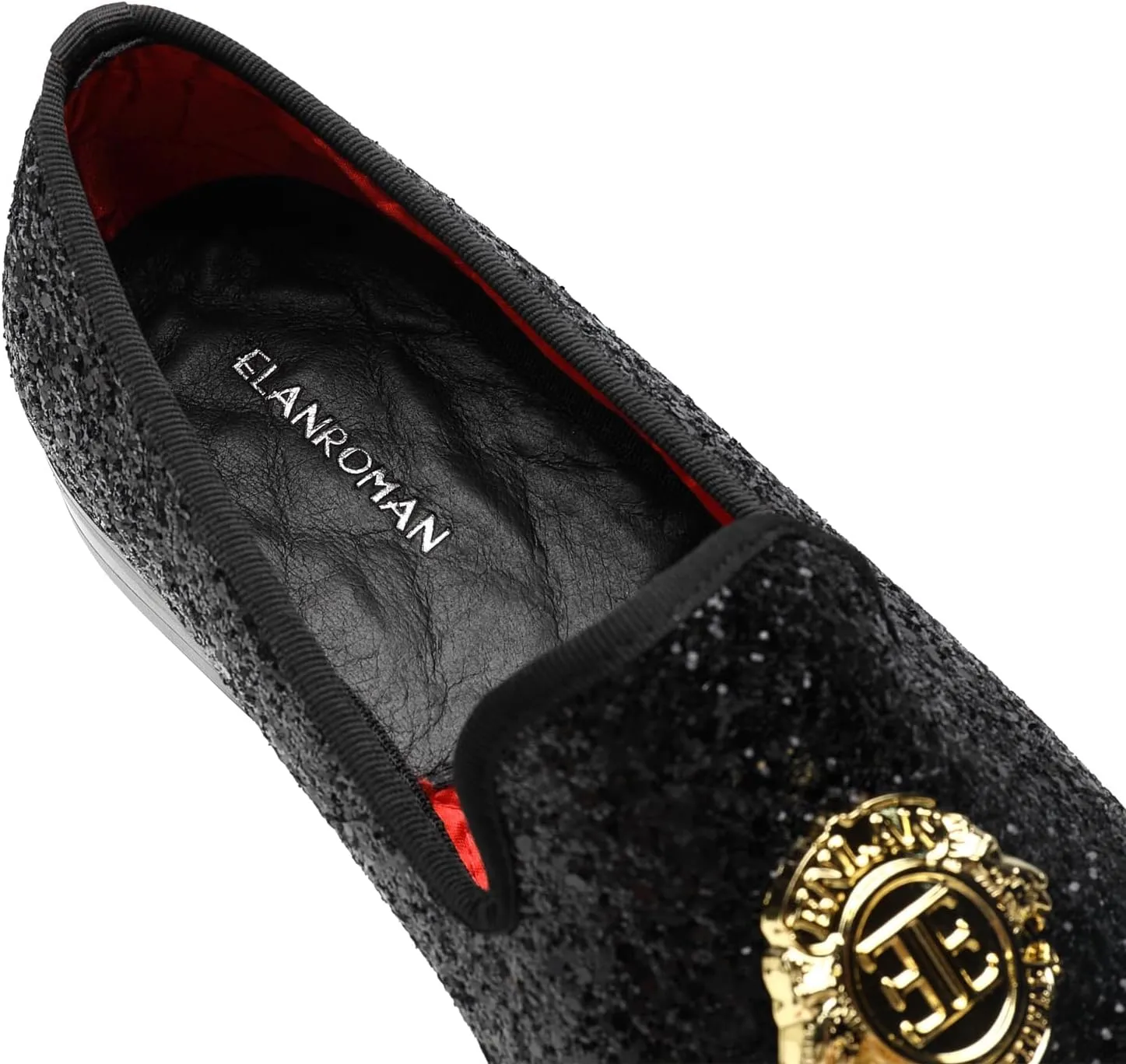 ELANROMAN Men's Glitter Loafers Oxford Dress Fashion Wedding Party Prom Shoes