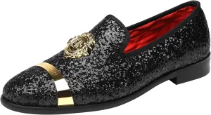 ELANROMAN Men's Glitter Loafers Oxford Dress Fashion Wedding Party Prom Shoes