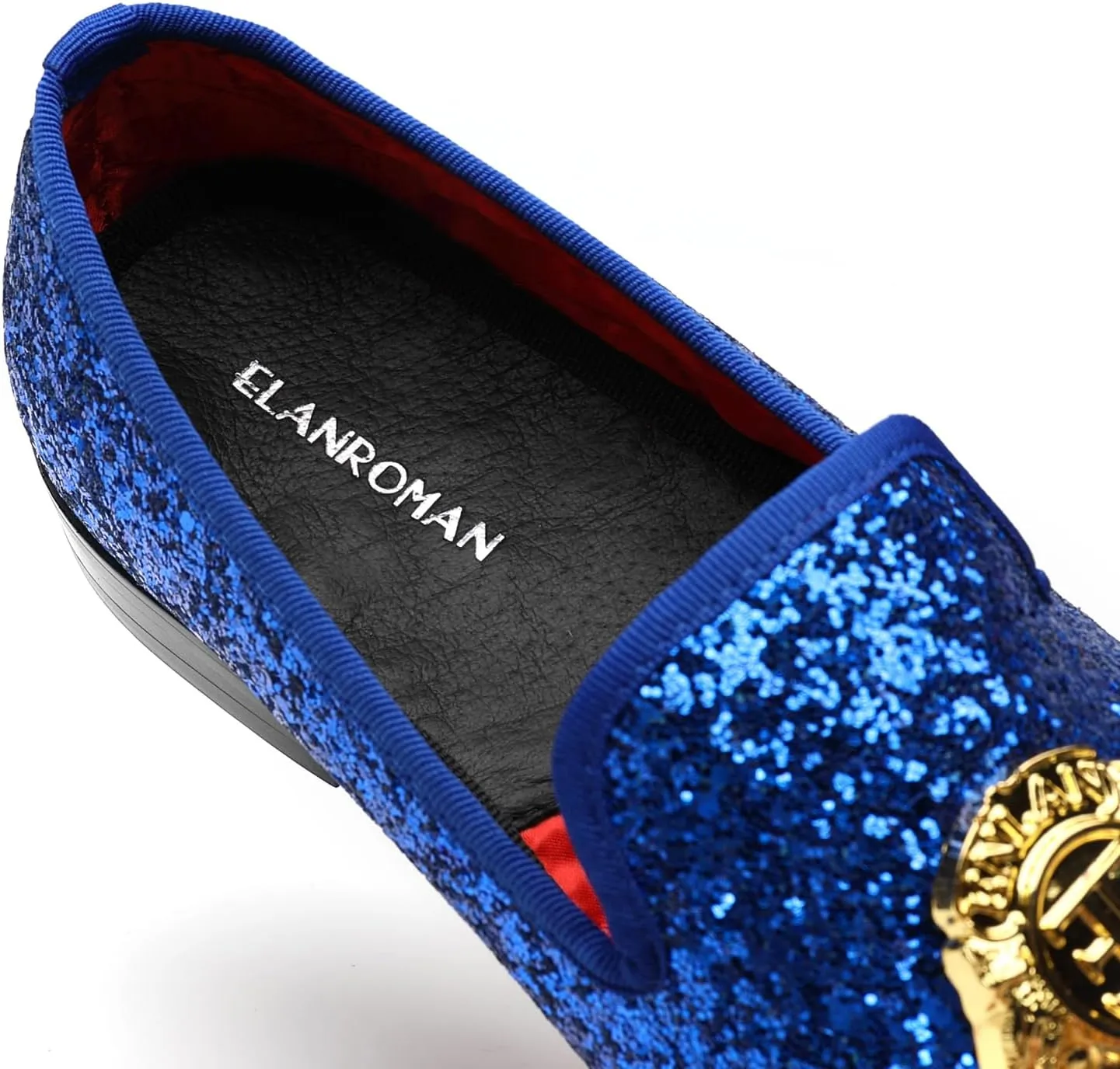 ELANROMAN Men's Glitter Loafers Oxford Dress Fashion Wedding Party Prom Shoes