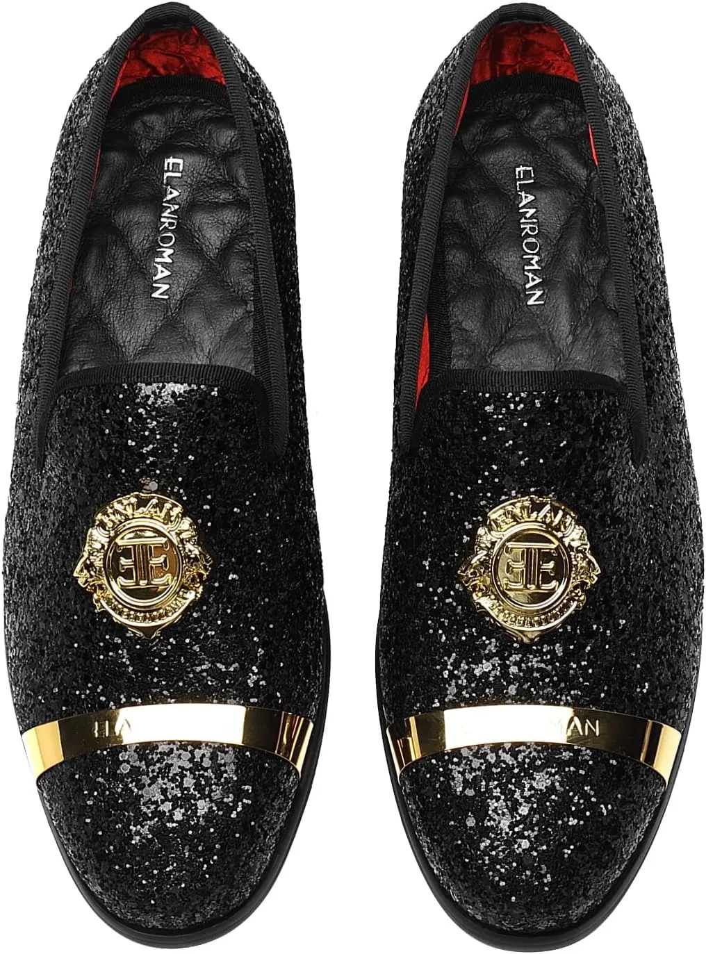 ELANROMAN Men's Glitter Loafers Oxford Dress Fashion Wedding Party Prom Shoes