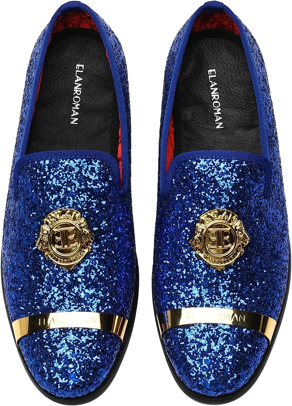 ELANROMAN Men's Glitter Loafers Oxford Dress Fashion Wedding Party Prom Shoes