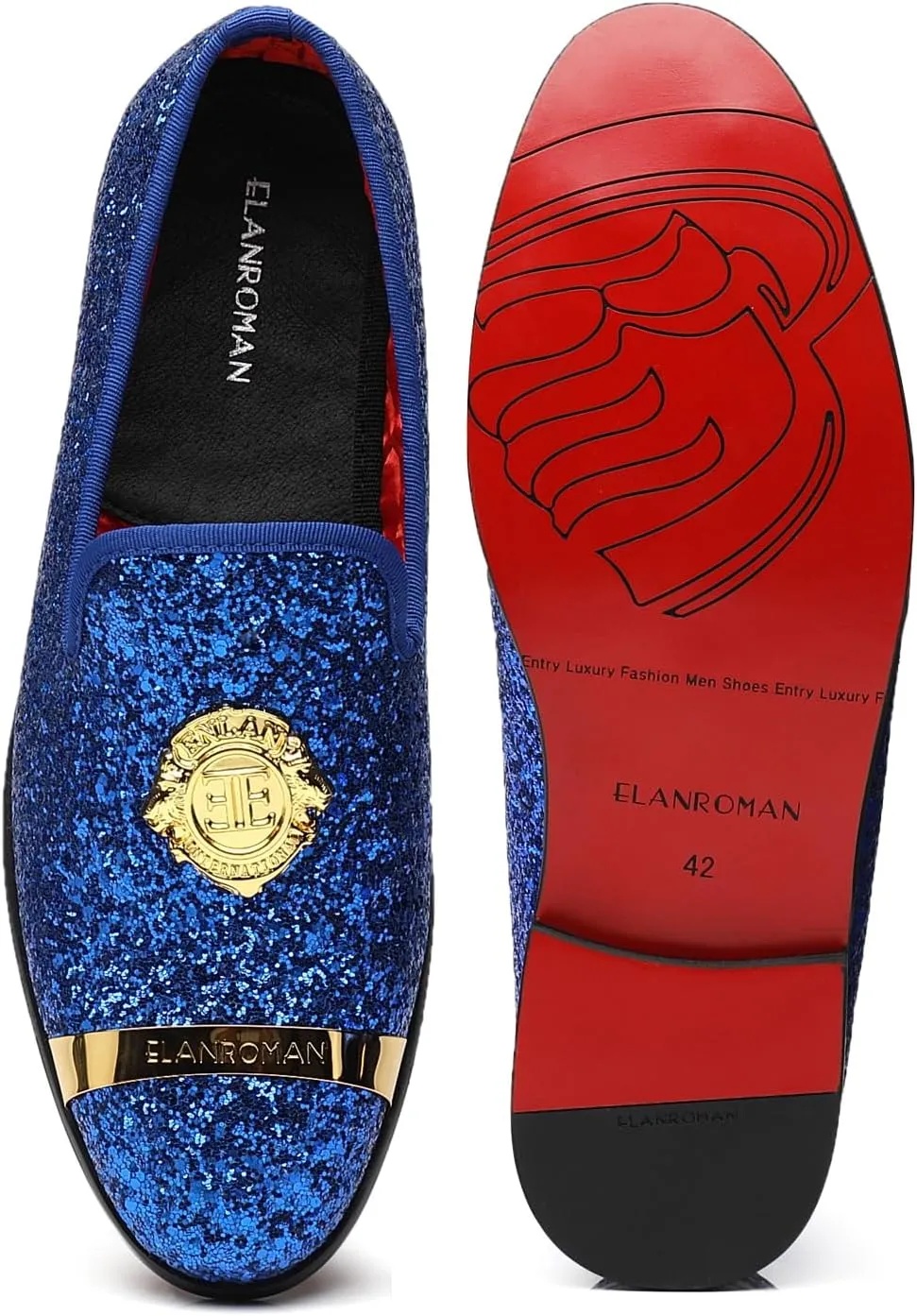 ELANROMAN Men's Glitter Loafers Oxford Dress Fashion Wedding Party Prom Shoes
