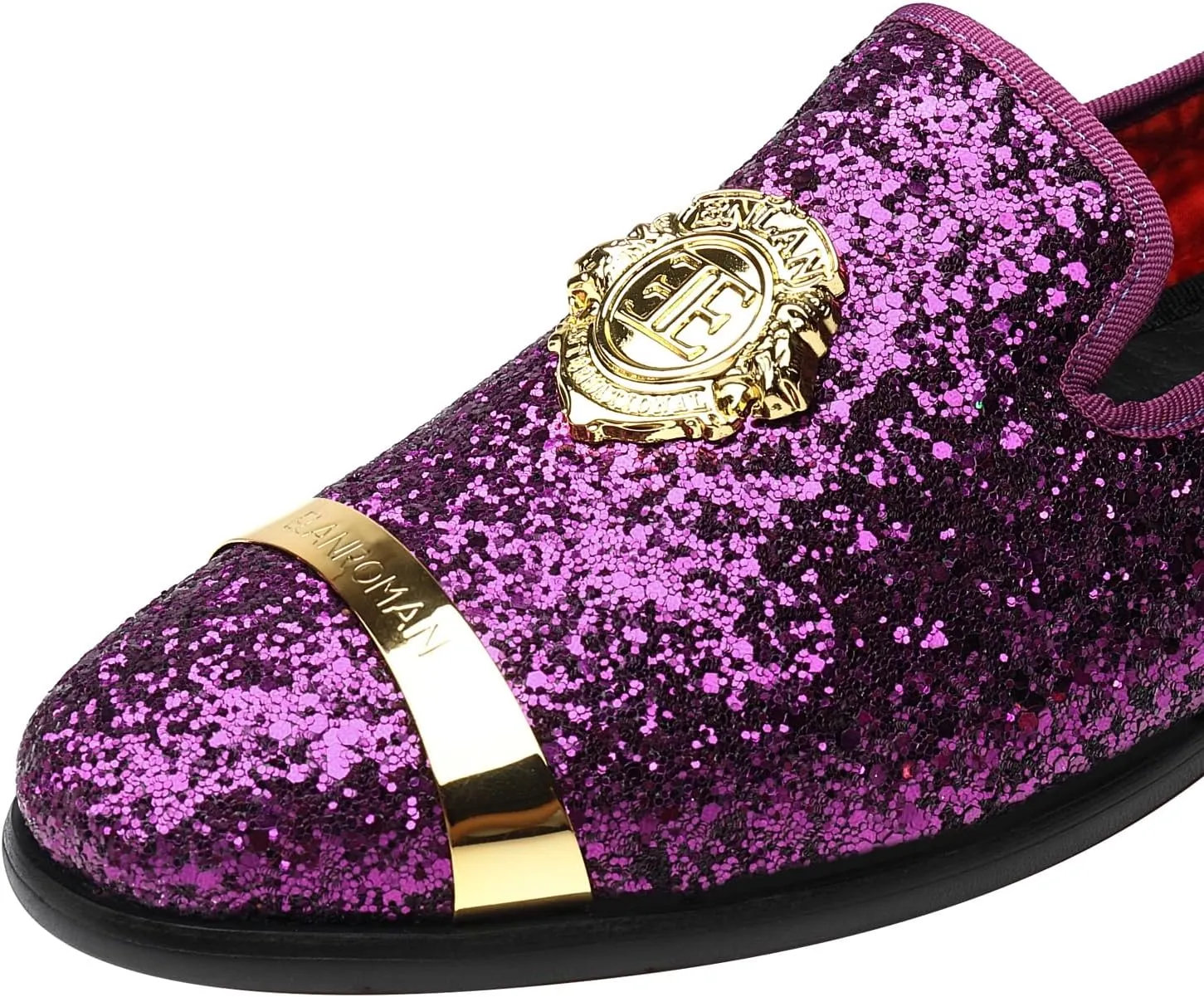 ELANROMAN Men's Glitter Loafers Oxford Dress Fashion Wedding Party Prom Shoes