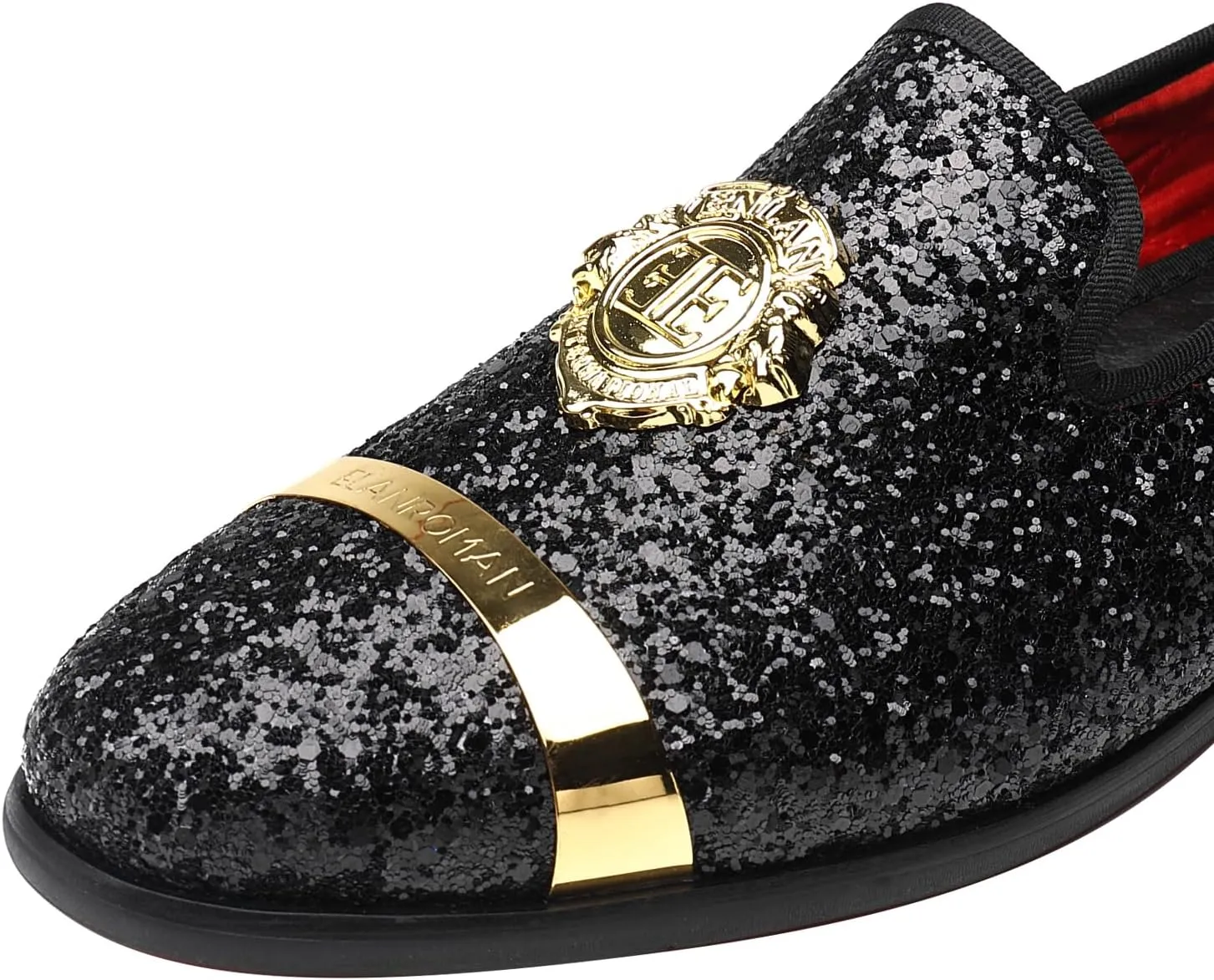 ELANROMAN Men's Glitter Loafers Oxford Dress Fashion Wedding Party Prom Shoes