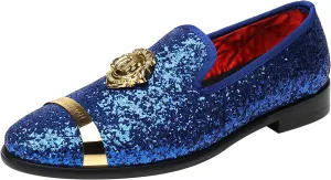 ELANROMAN Men's Glitter Loafers Oxford Dress Fashion Wedding Party Prom Shoes