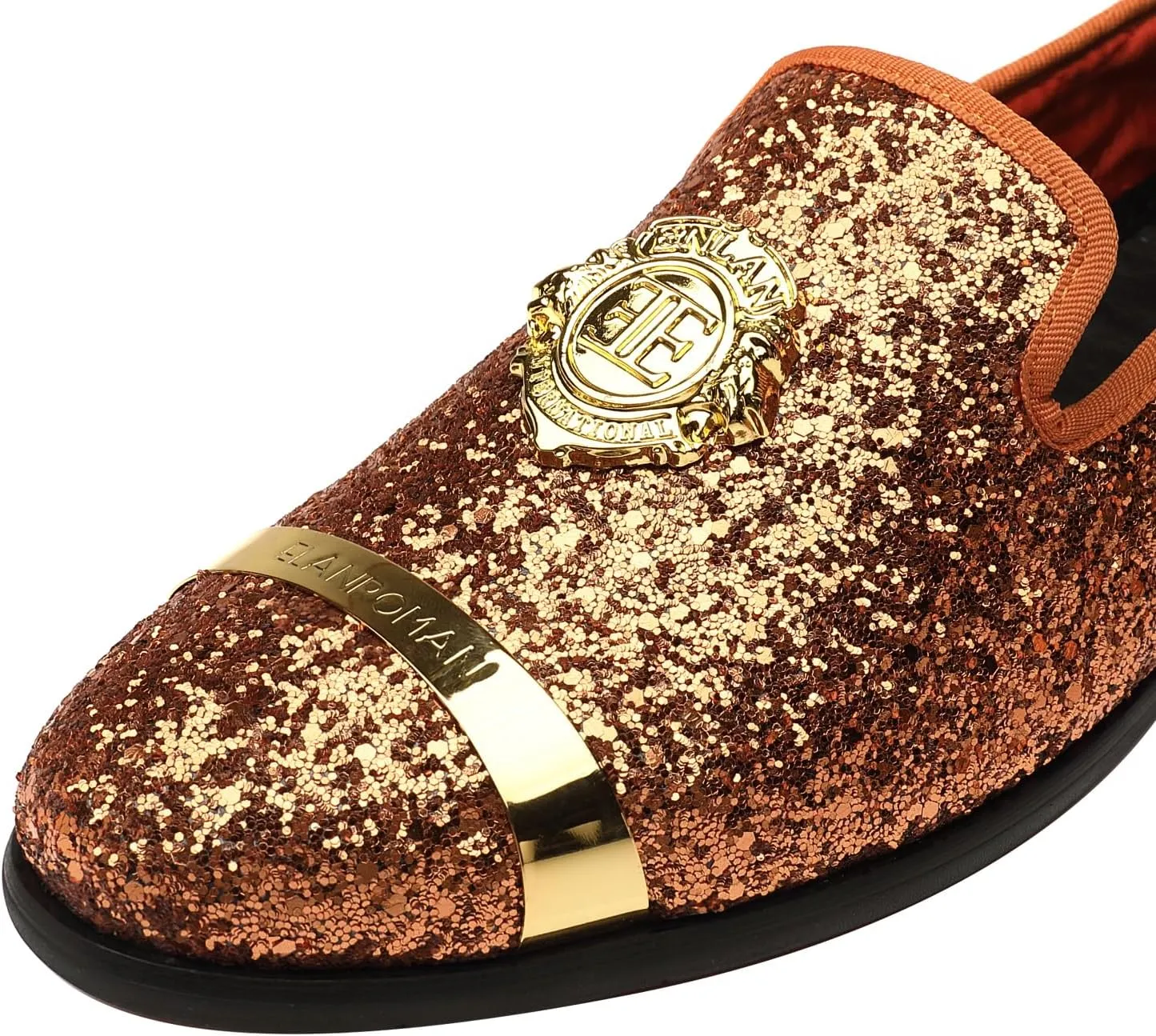 ELANROMAN Men's Glitter Loafers Oxford Dress Fashion Wedding Party Prom Shoes