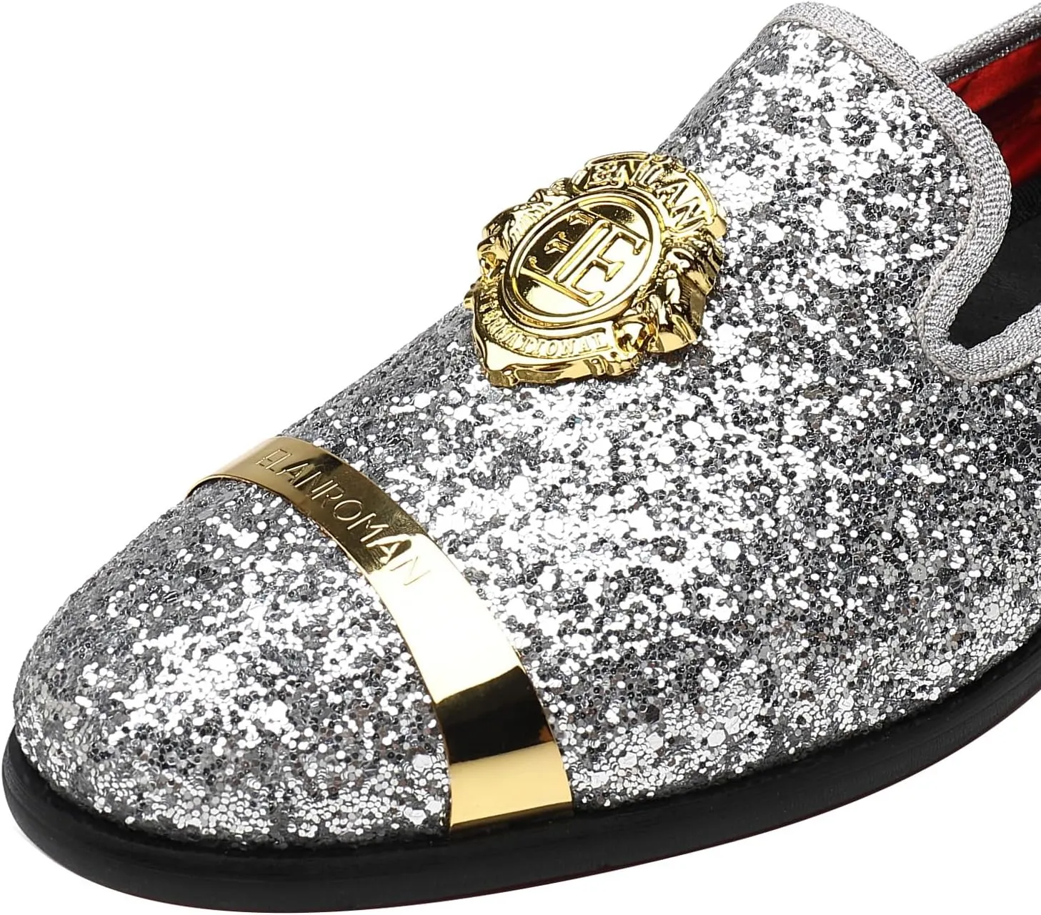 ELANROMAN Men's Glitter Loafers Oxford Dress Fashion Wedding Party Prom Shoes