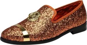 ELANROMAN Men's Glitter Loafers Oxford Dress Fashion Wedding Party Prom Shoes