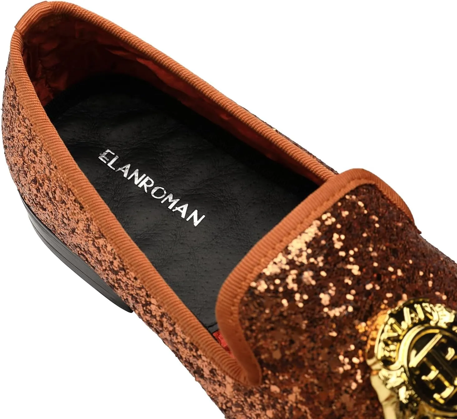 ELANROMAN Men's Glitter Loafers Oxford Dress Fashion Wedding Party Prom Shoes