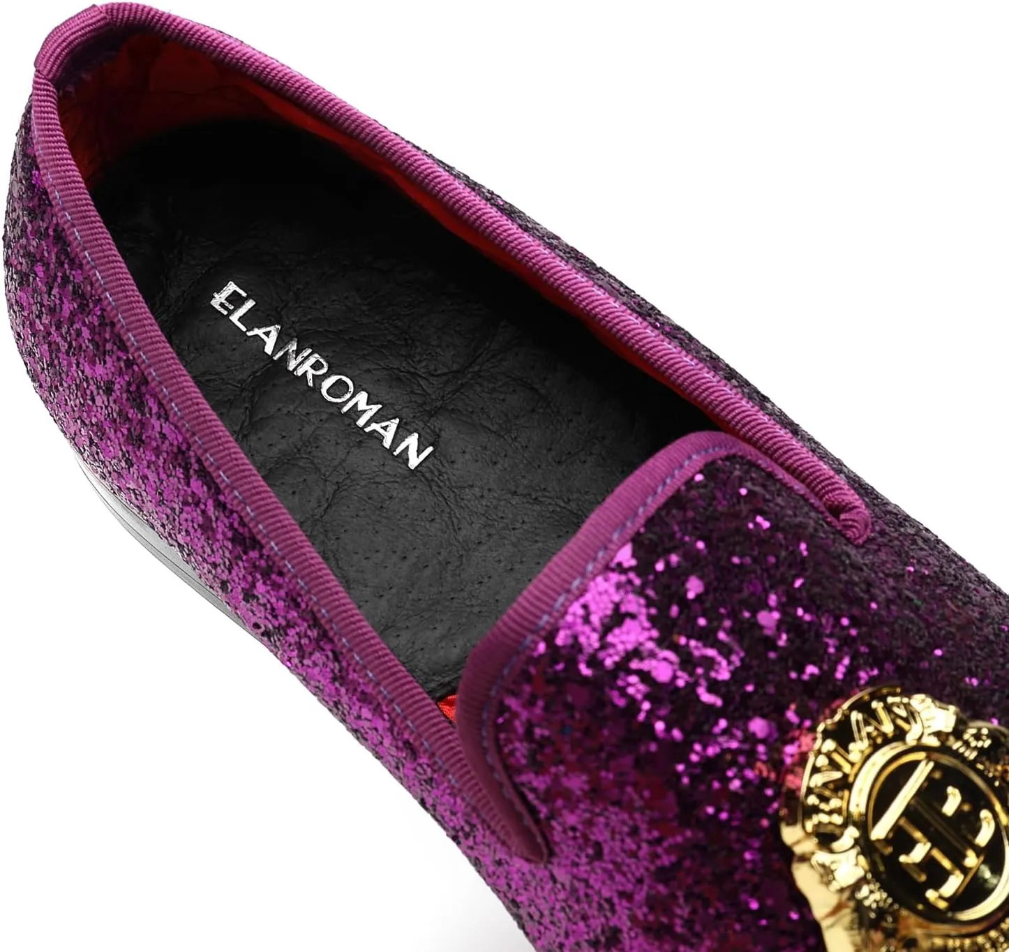 ELANROMAN Men's Glitter Loafers Oxford Dress Fashion Wedding Party Prom Shoes