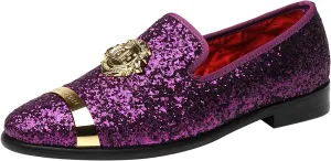 ELANROMAN Men's Glitter Loafers Oxford Dress Fashion Wedding Party Prom Shoes