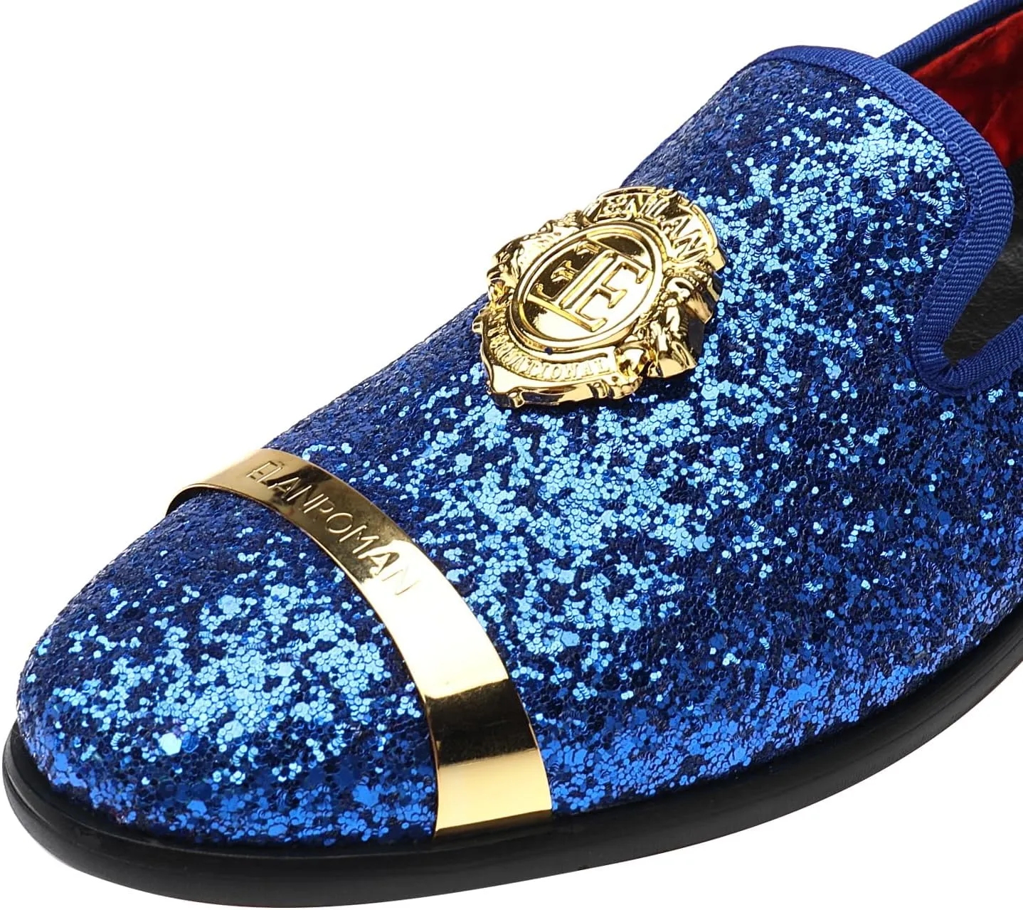 ELANROMAN Men's Glitter Loafers Oxford Dress Fashion Wedding Party Prom Shoes