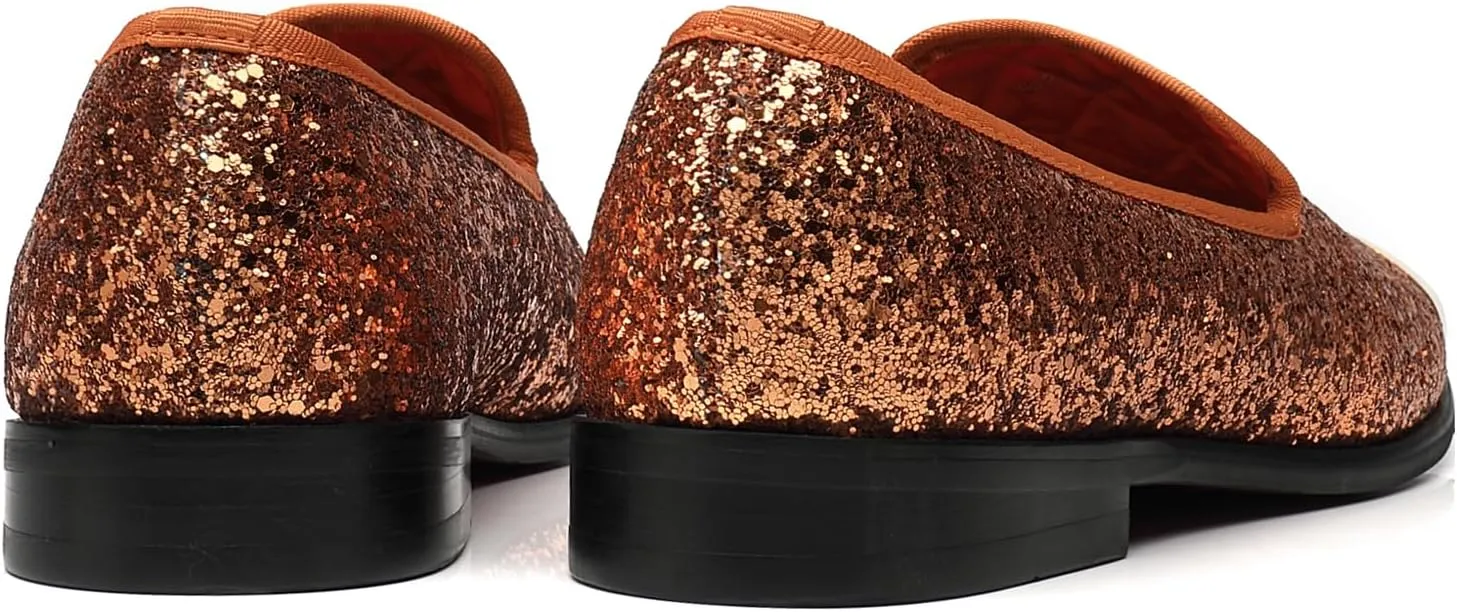 ELANROMAN Men's Glitter Loafers Oxford Dress Fashion Wedding Party Prom Shoes