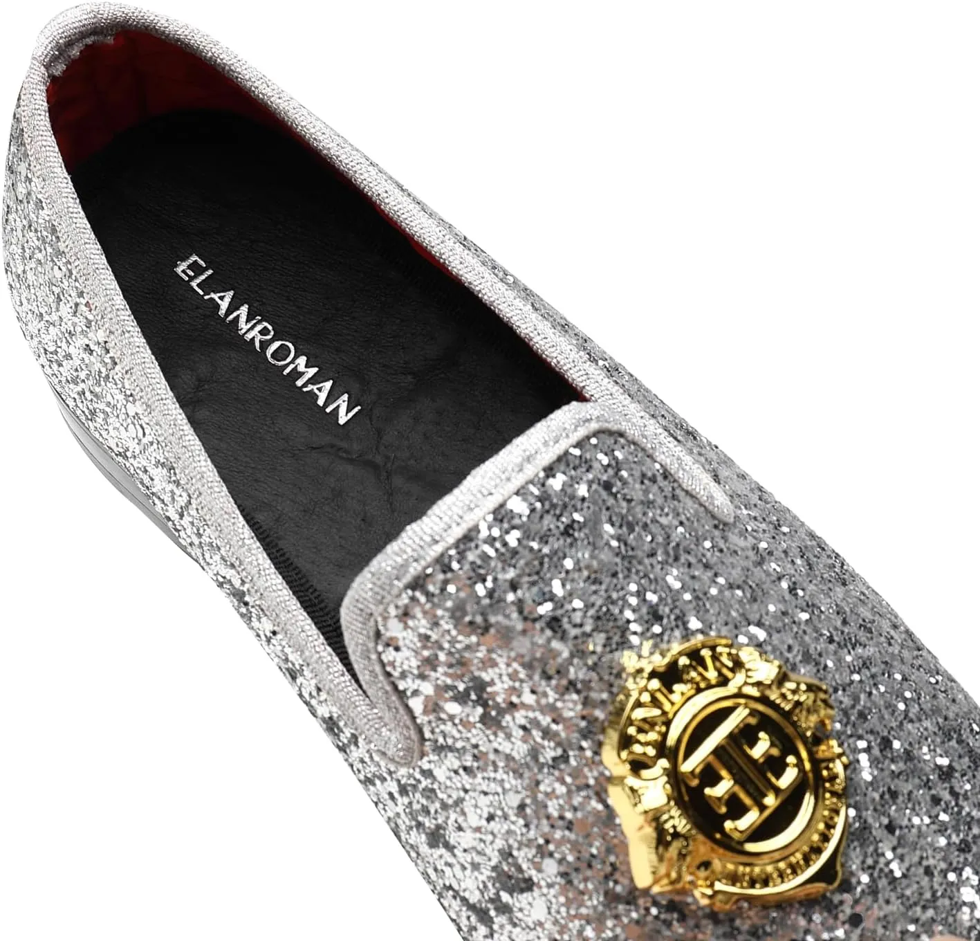 ELANROMAN Men's Glitter Loafers Oxford Dress Fashion Wedding Party Prom Shoes