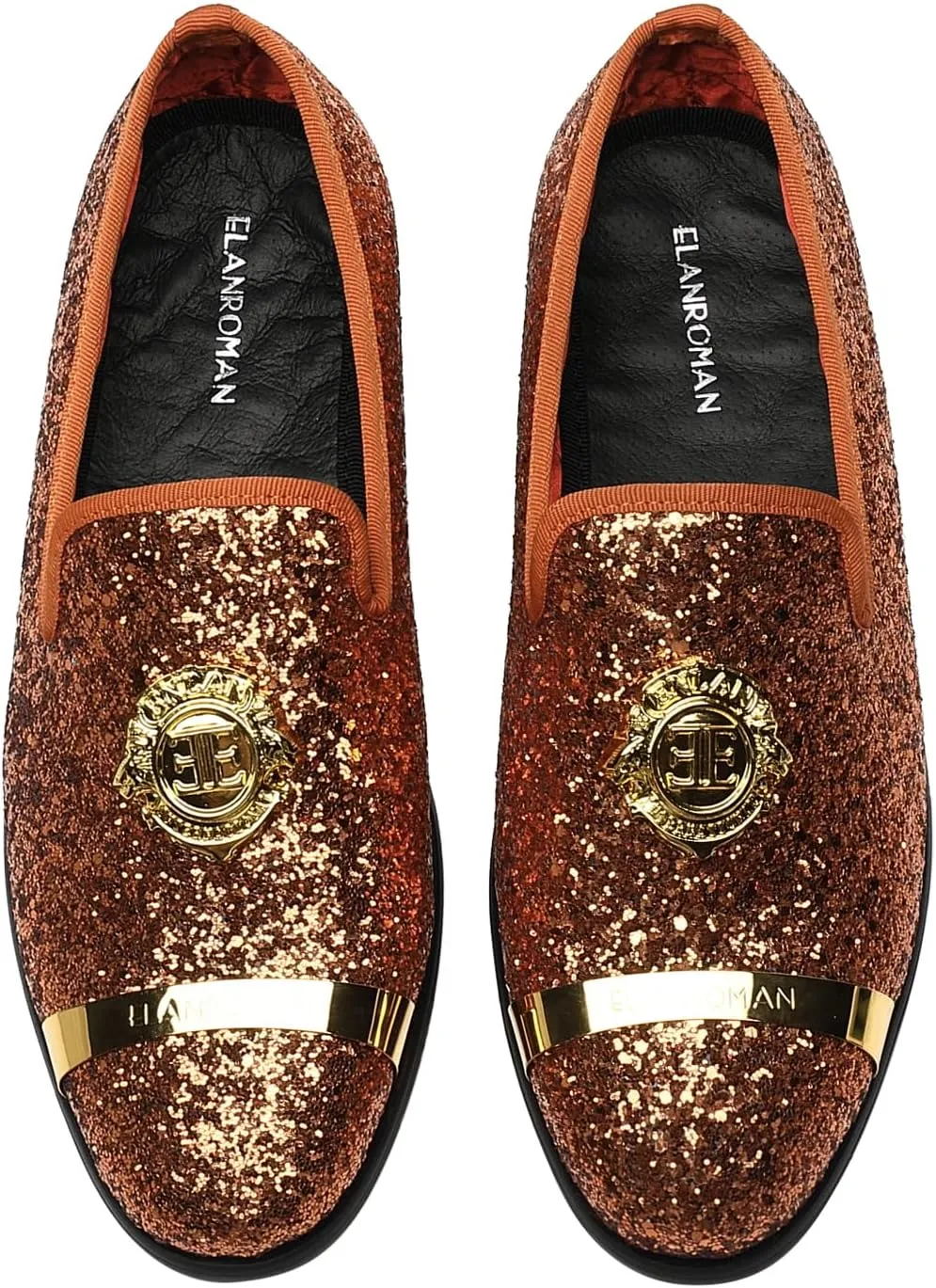 ELANROMAN Men's Glitter Loafers Oxford Dress Fashion Wedding Party Prom Shoes