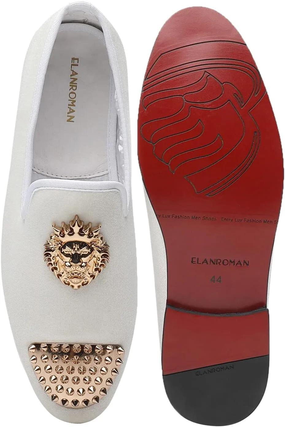ELANROMAN Men's Loafers Gold Buckle Wedding Party Prom Velvet Dress Shoes