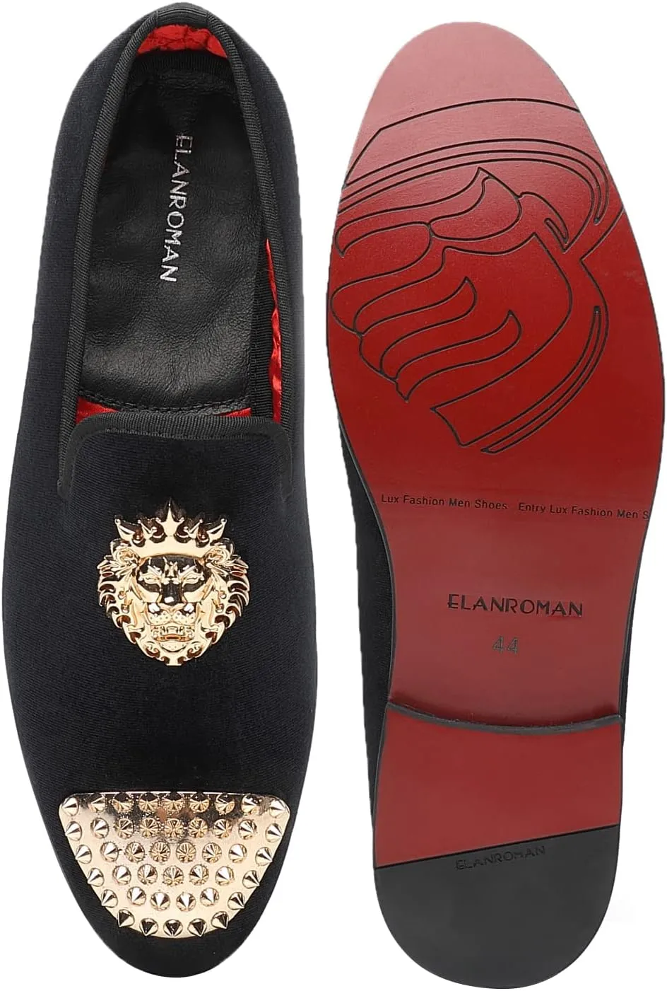 ELANROMAN Men's Loafers Gold Buckle Wedding Party Prom Velvet Dress Shoes