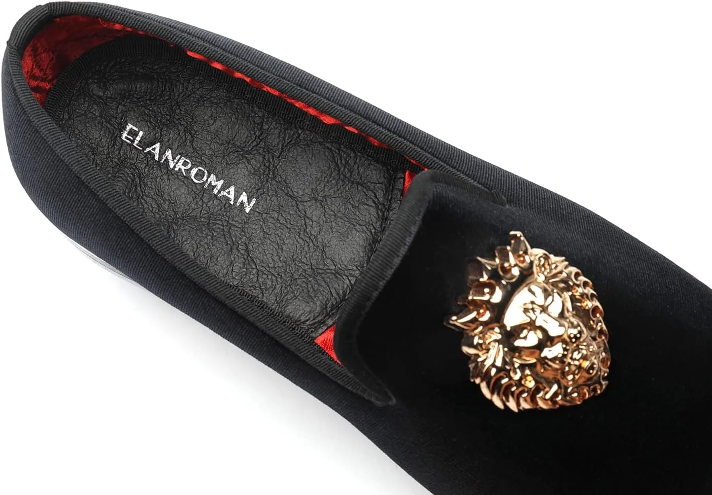 ELANROMAN Men's Loafers Gold Buckle Wedding Party Prom Velvet Dress Shoes
