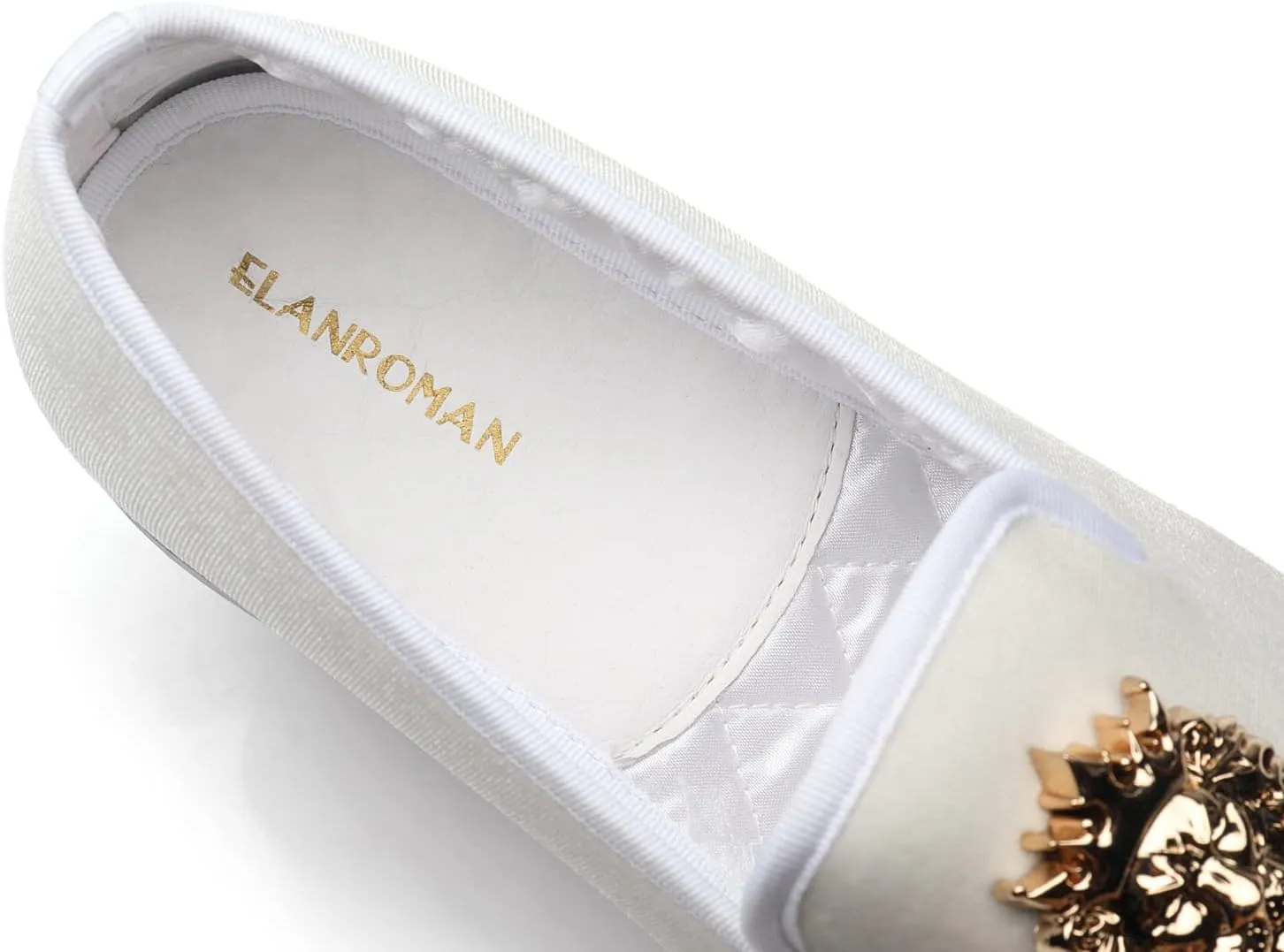 ELANROMAN Men's Loafers Gold Buckle Wedding Party Prom Velvet Dress Shoes