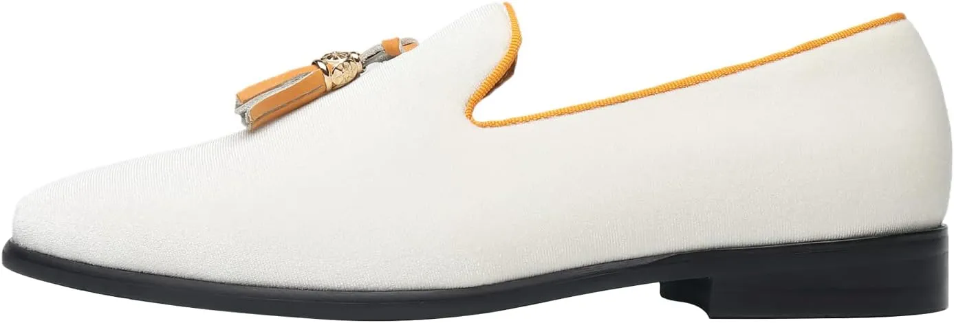 ELANROMAN Men's Loafers Tassels Penny Slip-On Luxury Wedding Shoes