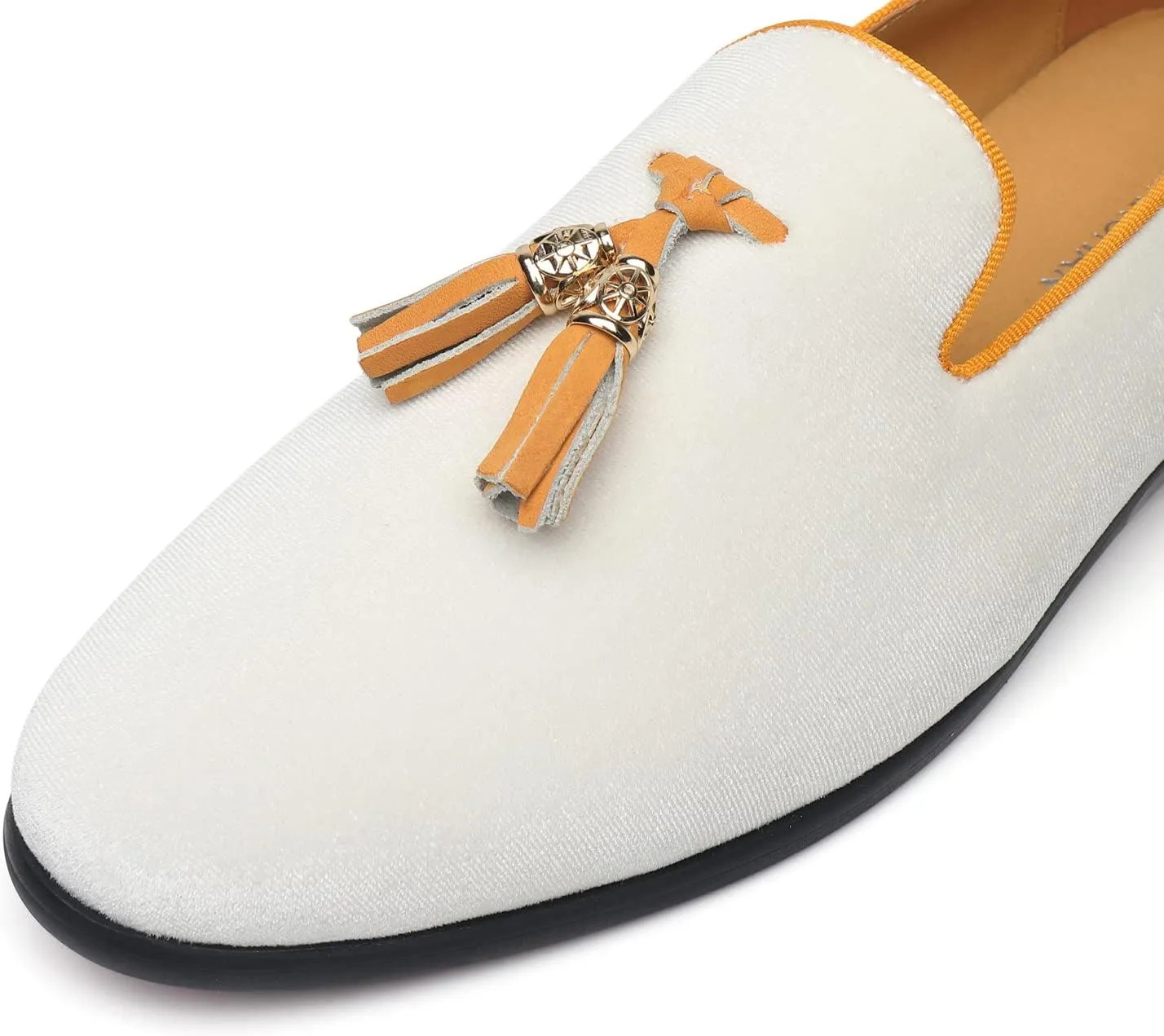 ELANROMAN Men's Loafers Tassels Penny Slip-On Luxury Wedding Shoes
