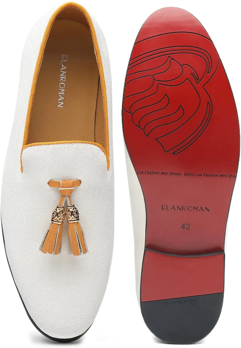 ELANROMAN Men's Loafers Tassels Penny Slip-On Luxury Wedding Shoes
