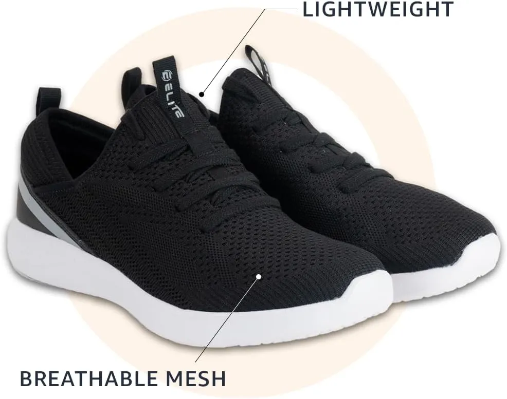 ELITE Women’s Shoes | Black, Grey, or White Sneakers for Women | Fits Comfortably | Great for Standing, Walking, The Gym, and Exercising | Lightweight and Breathable