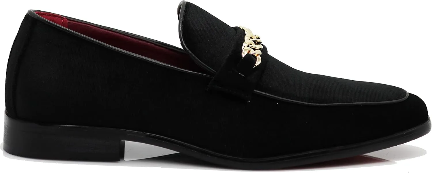 Enzo Romeo Plum05 Men's Dress Loafers Elastic Slip on with Buckle Fashion Shoes