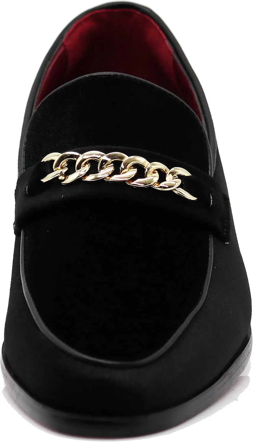 Enzo Romeo Plum05 Men's Dress Loafers Elastic Slip on with Buckle Fashion Shoes