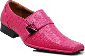 Enzo Romeo Santcro Men's Dress Crocodile Print Loafers Elastic Slip on with Buckle Fashion Shoes Runs Half Size Big