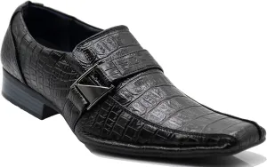 Enzo Romeo Santcro Men's Dress Crocodile Print Loafers Elastic Slip on with Buckle Fashion Shoes Runs Half Size Big