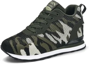 ESXGED Women's Fashion Camouflage Platform Canvas Sneakers Girl's Invisible Wedges Increase Heel Mesh-Cloth Casual Shoes