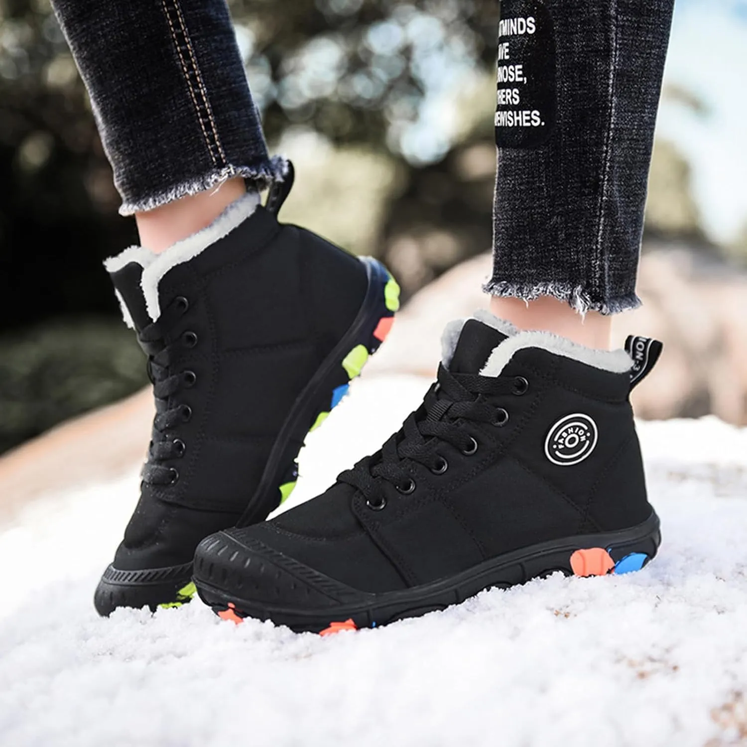 Fashion Children Boys Girls Sporsts Shoes Cotton Shoes Snow Boots Warm Thick Comfortable Lace Up Big Kids Sneakers Boys