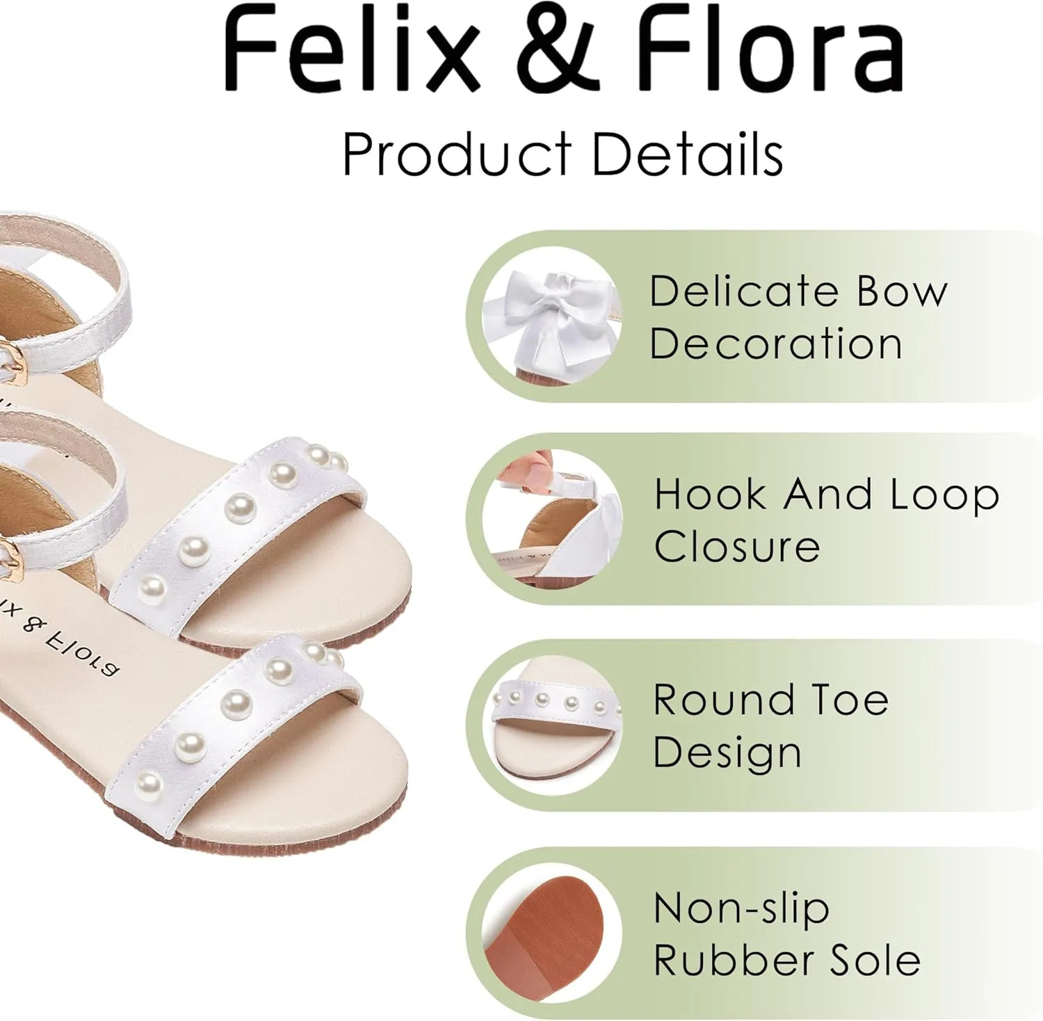 Felix & Flora Toddler Girl Sandals Open Toe Summer Flower Girl Dress Shoes