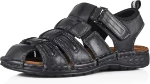 FIEEIF Men's Sport Sandals Closed Toe Leather Fisherman Outdoor Arch Support Sandalias Non-Slip Sport Athletic Walking Traveling Shoes