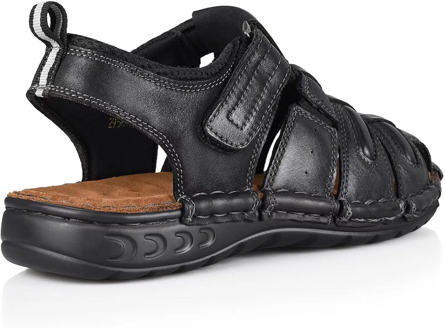 FIEEIF Men's Sport Sandals Closed Toe Leather Fisherman Outdoor Arch Support Sandalias Non-Slip Sport Athletic Walking Traveling Shoes
