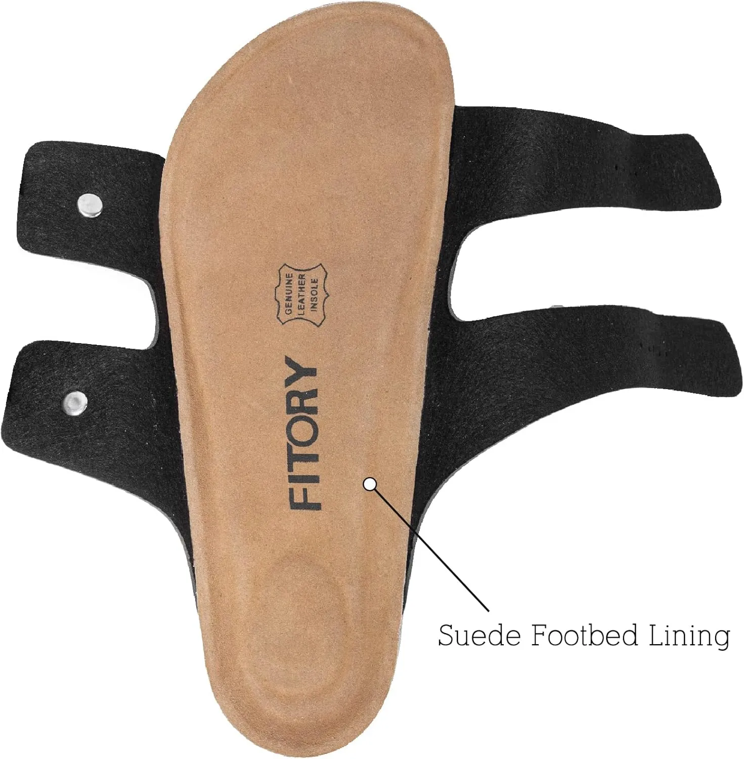 FITORY Mens Leather Insole Sandals with Two Buckles,Open Toe Slides for Indoor and Outdoor Size 7-14.5