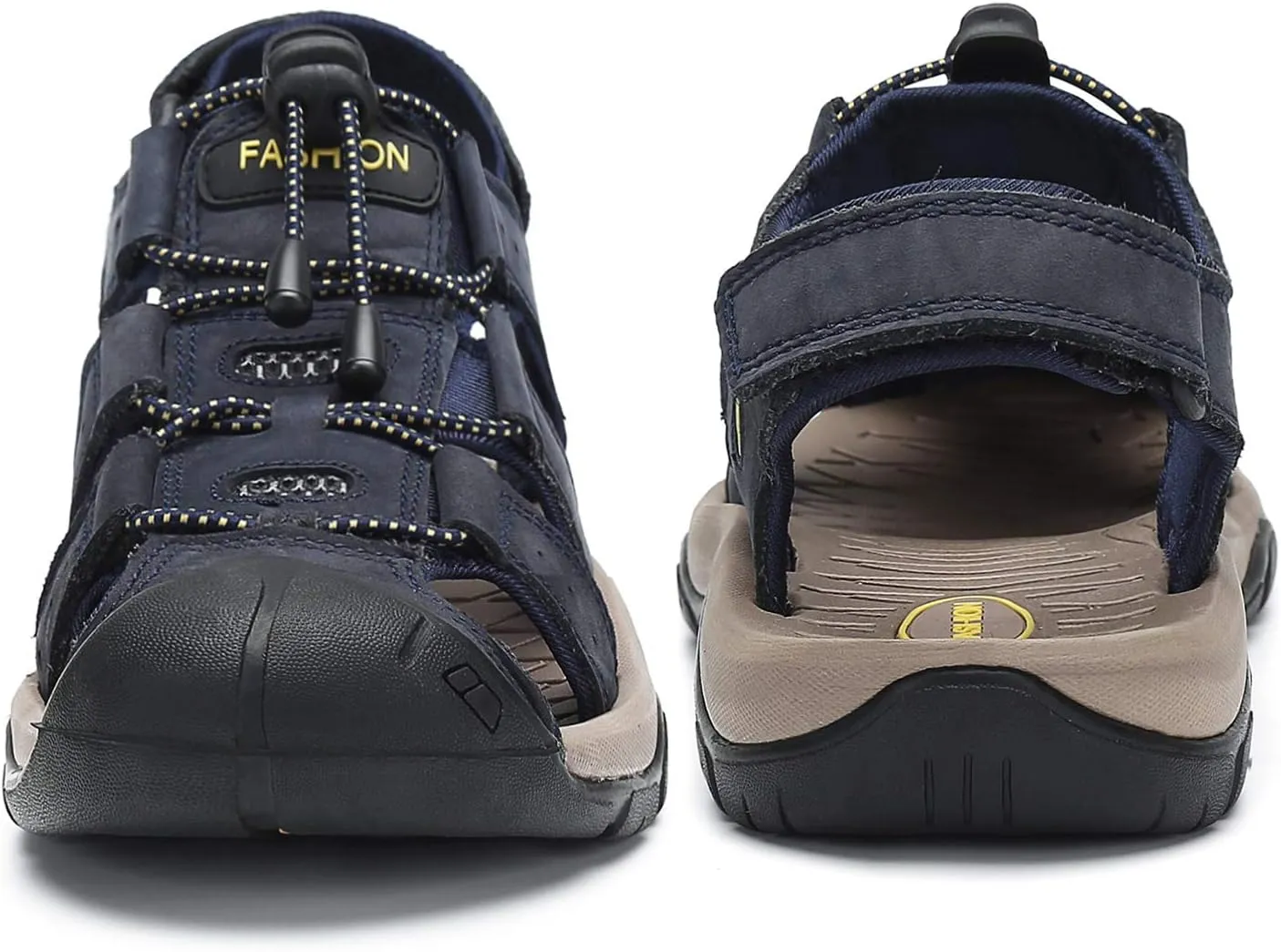 FLARUT Men's Sport Sandals Outdoor Hiking Sandals Closed Toe Leather Athletic Lightweight Trail Walking Casual Sandals Water Shoes