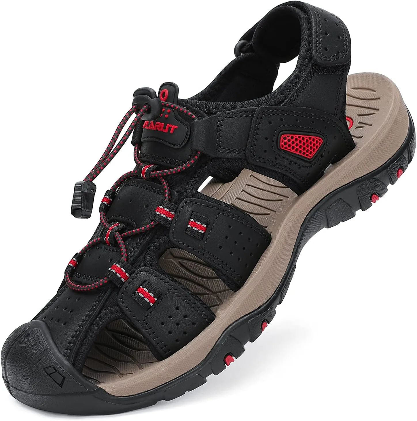 FLARUT Men's Sport Sandals Outdoor Hiking Sandals Closed Toe Leather Athletic Lightweight Trail Walking Casual Sandals Water Shoes