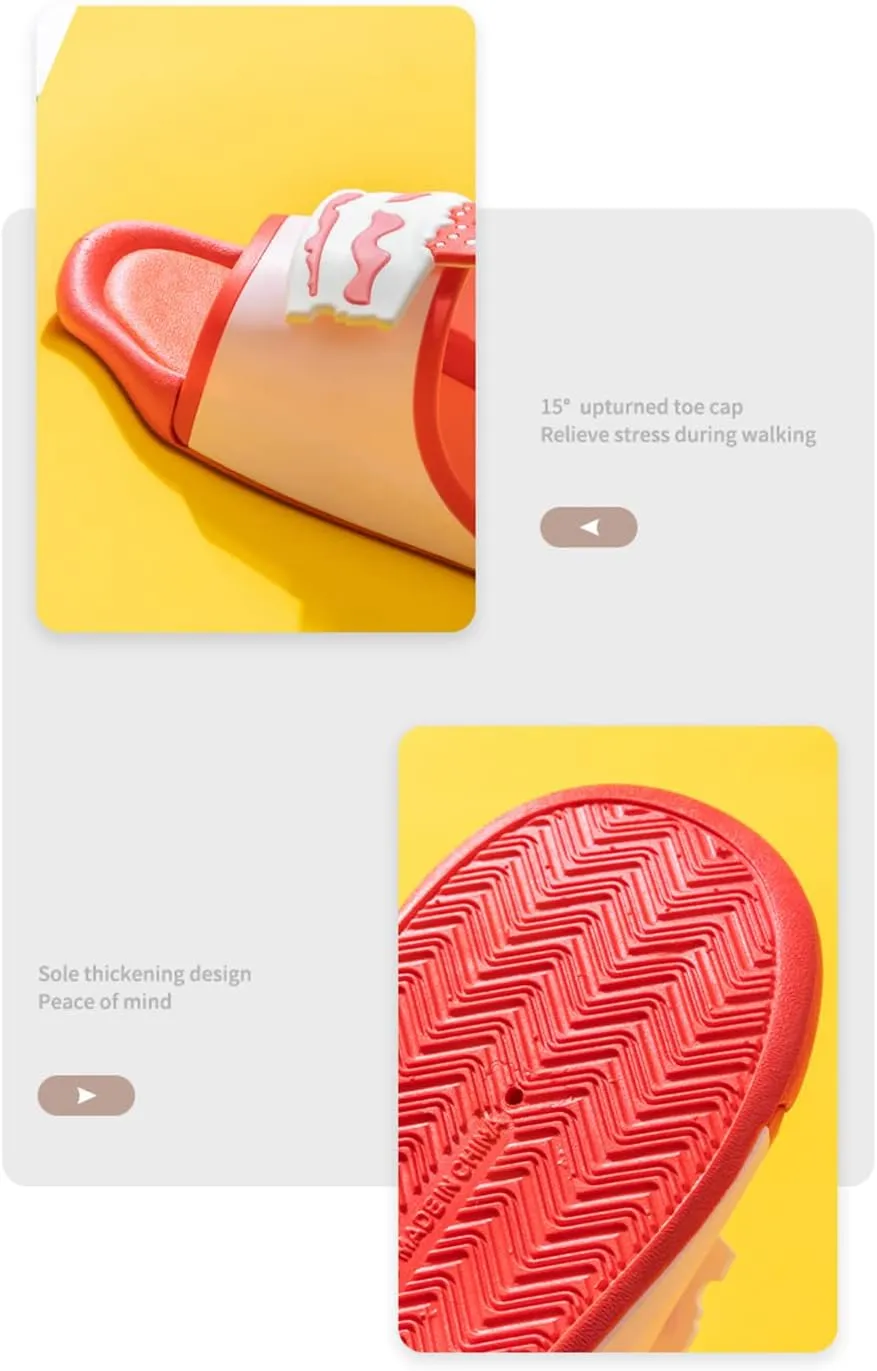 Floette Cute Slide Sandals Kawaii Slippers Shower Non-Slip Bathroom Spa Sandals Comfort Lightweight for Couple Lovers