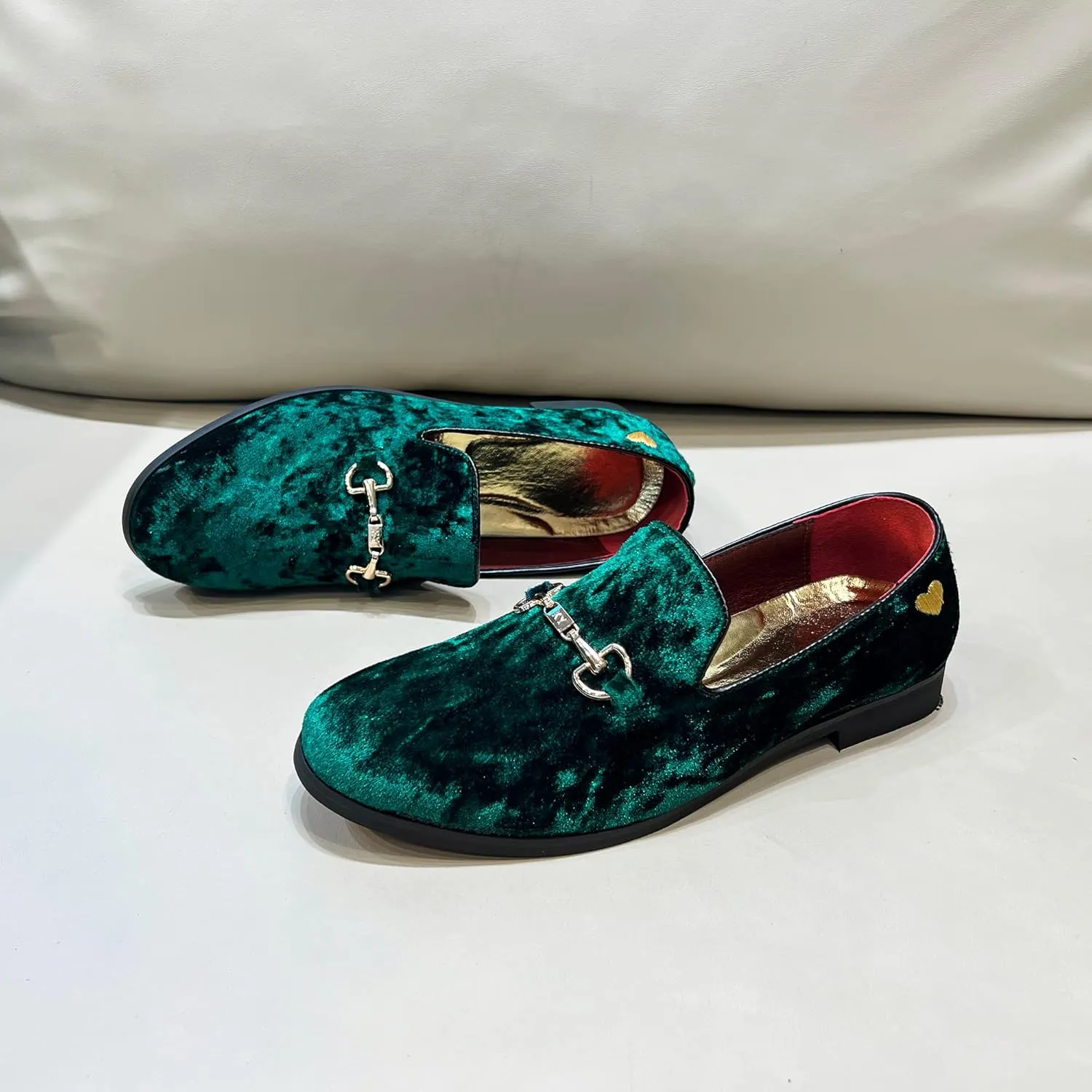 FLQL Men's Luxury Velvet Penny Loafers Shoes Embroidery Suede Dress Loafers Daily Boats Shoes for Party Wedding Prom Size 7-13