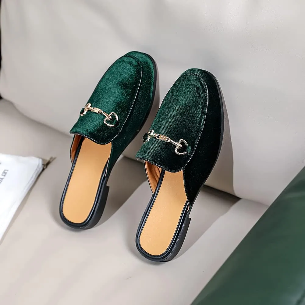 FLQL Mens Shoes Luxury Velvet Gold Buckle Slip-on Penny Loafers Casual Smoking Slippers Indoor Outdoor Sandals Black Size 7-13