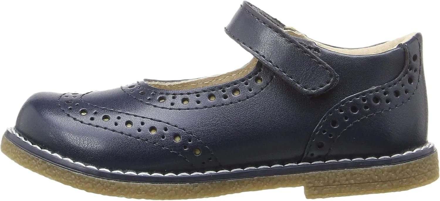 FOOTMATES Lydia Leather Mary Jane Girls Party Dress Flats Shoes with Custom-Fit Insoles, Slip-Resistant Non-Marking Outsoles - for Toddlers and Little Kids, Ages 1-8