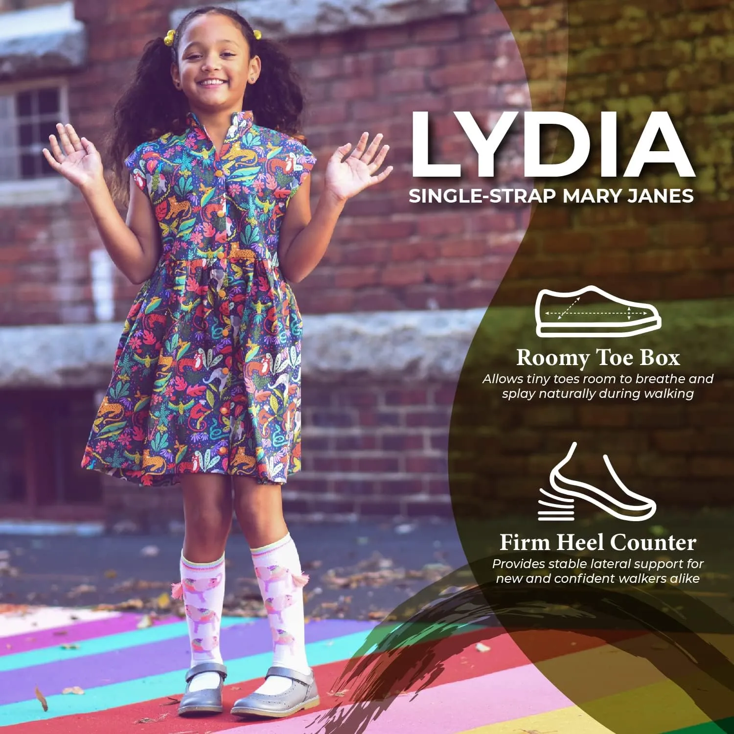 FOOTMATES Lydia Leather Mary Jane Girls Party Dress Flats Shoes with Custom-Fit Insoles, Slip-Resistant Non-Marking Outsoles - for Toddlers and Little Kids, Ages 1-8