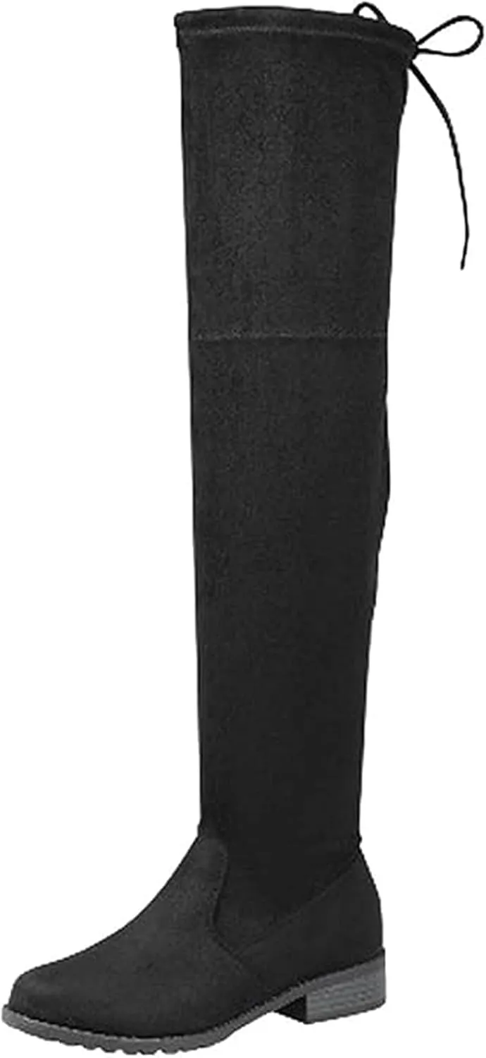 Forever Link Jalen-H4 Women's Over The Knee Thigh High Flat Boot,Leopard