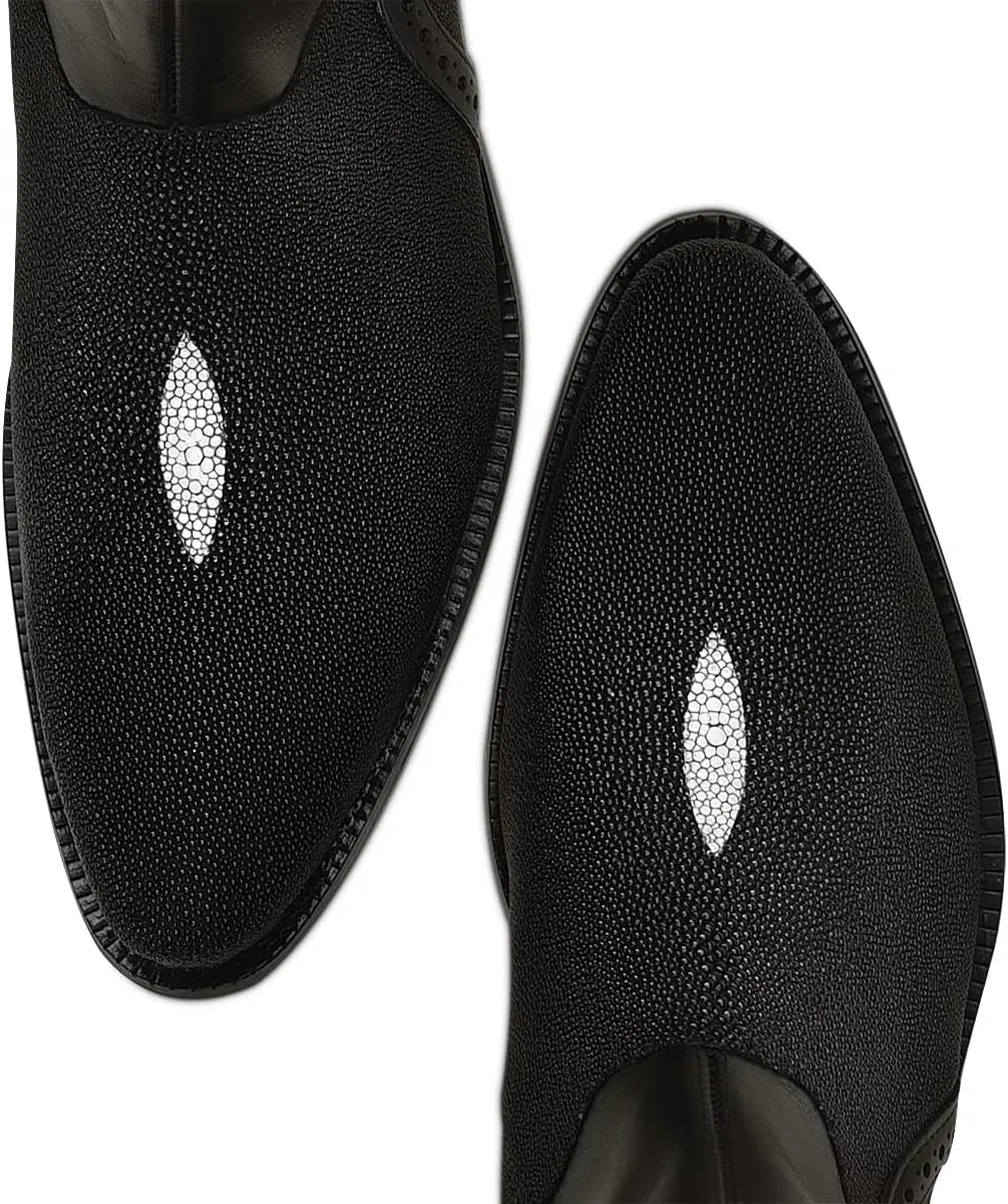 FRANCO CUADRA Men's Dress Boots in Genuine Stingray Leather Black