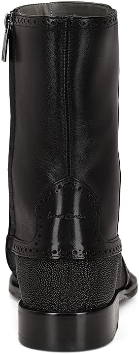 FRANCO CUADRA Men's Dress Boots in Genuine Stingray Leather Black