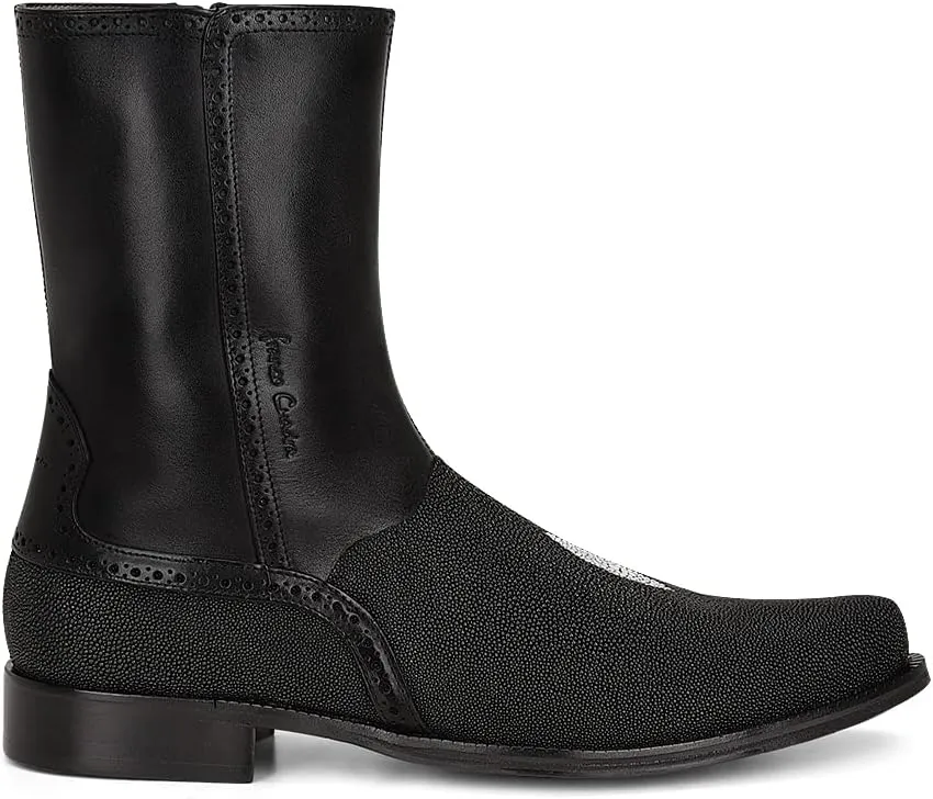 FRANCO CUADRA Men's Dress Boots in Genuine Stingray Leather Black
