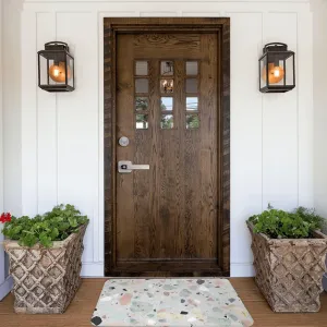 Front Door Mat 16 X 24 Inch Non-Slip Absorbent Bath Rug Soft Washable Floor Mat Terrazzo Marble Pastel Carpet for Stylish Kitchen Bedroom Bathroom Decor